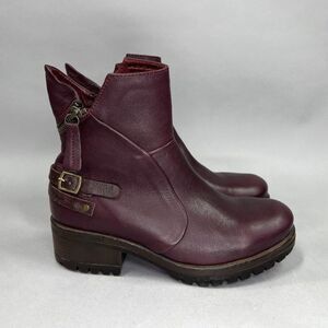 Bueno Fallon Boots Women's Size 5.5 Merlot Leather Buckle Ankle Booties‎